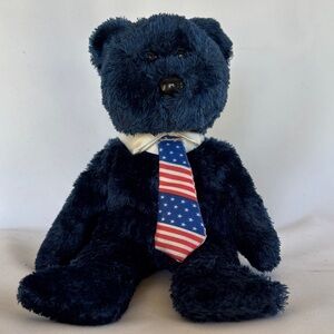 VINTAGE 2002! ORIGINAL GENUINE TY POPS BEANIE BABY PATRIOTIC PLUSH BEAR WITH TIE